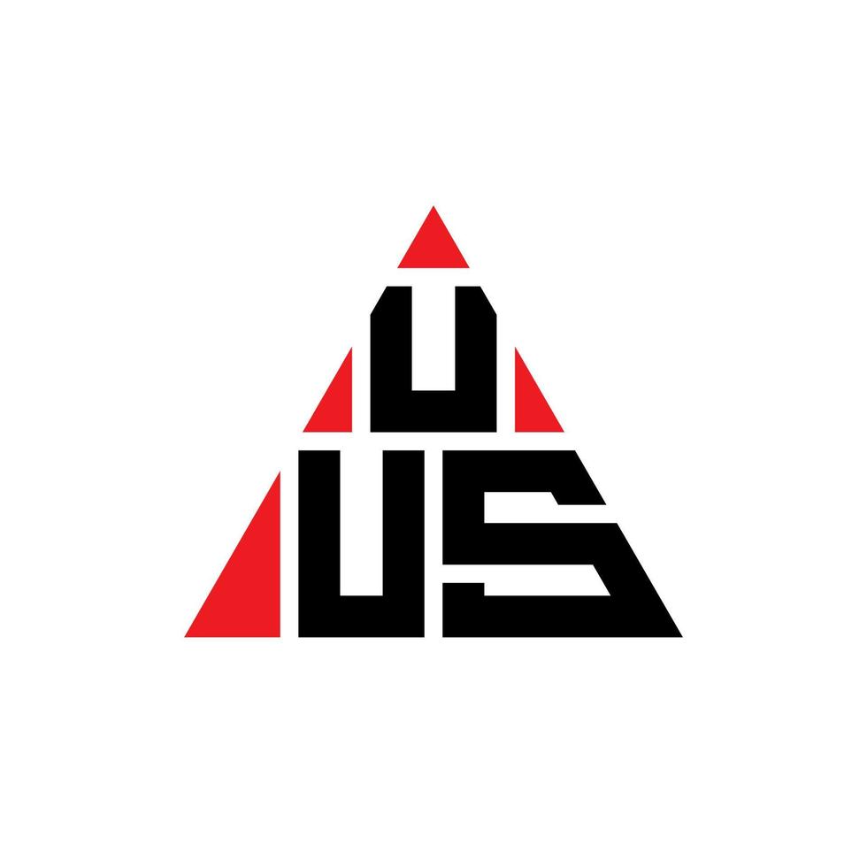 uus triangel bokstavslogotypdesign med triangelform. uus triangel logotyp design monogram. uus triangel vektor logotyp mall med röd färg. uus trekantig logotyp enkel, elegant och lyxig logotyp.