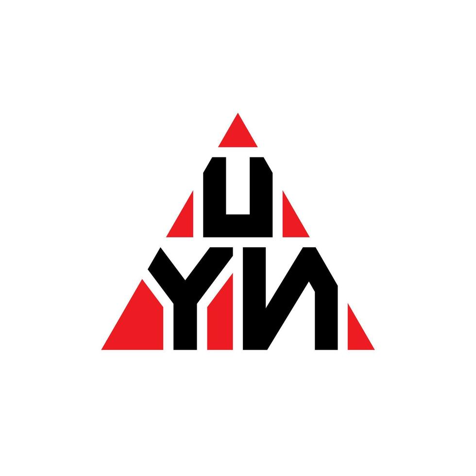 uyn triangel bokstavslogotypdesign med triangelform. uyn triangel logotyp design monogram. uyn triangel vektor logotyp mall med röd färg. uyn trekantig logotyp enkel, elegant och lyxig logotyp.