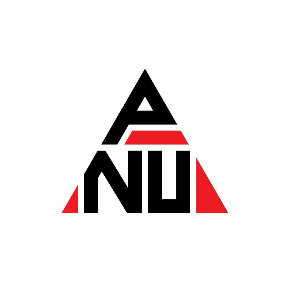 pnu-Dreieck-Buchstaben-Logo-Design mit Dreiecksform. pnu dreieck logo design monogramm. pnu-Dreieck-Vektor-Logo-Vorlage mit roter Farbe. pnu dreieckiges Logo einfaches, elegantes und luxuriöses Logo. vektor