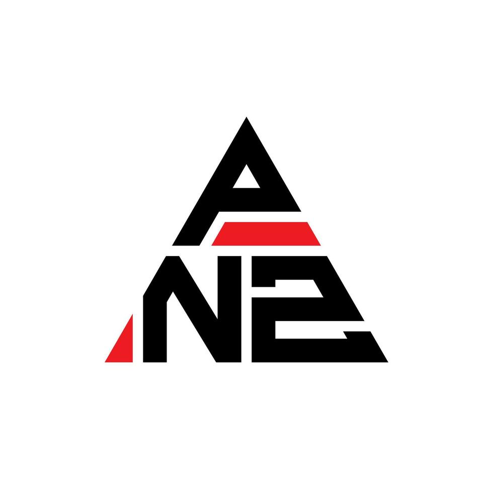 pnz-Dreieck-Buchstaben-Logo-Design mit Dreiecksform. Pnz-Dreieck-Logo-Design-Monogramm. pnz-Dreieck-Vektor-Logo-Vorlage mit roter Farbe. pnz dreieckiges logo einfaches, elegantes und luxuriöses logo. vektor
