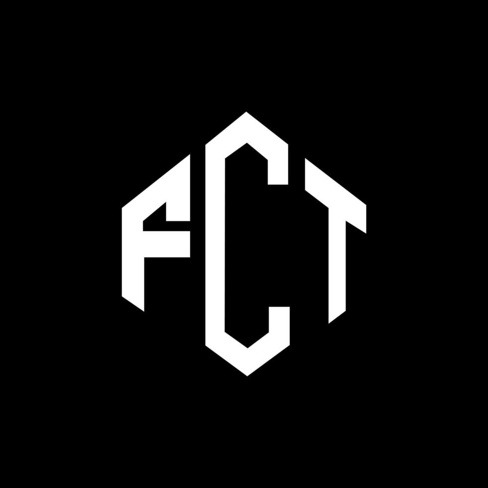fct brev logotyp design med polygon form. fct polygon och kubform logotypdesign. fct hexagon vektor logotyp mall vita och svarta färger. fct monogram, affärs- och fastighetslogotyp.