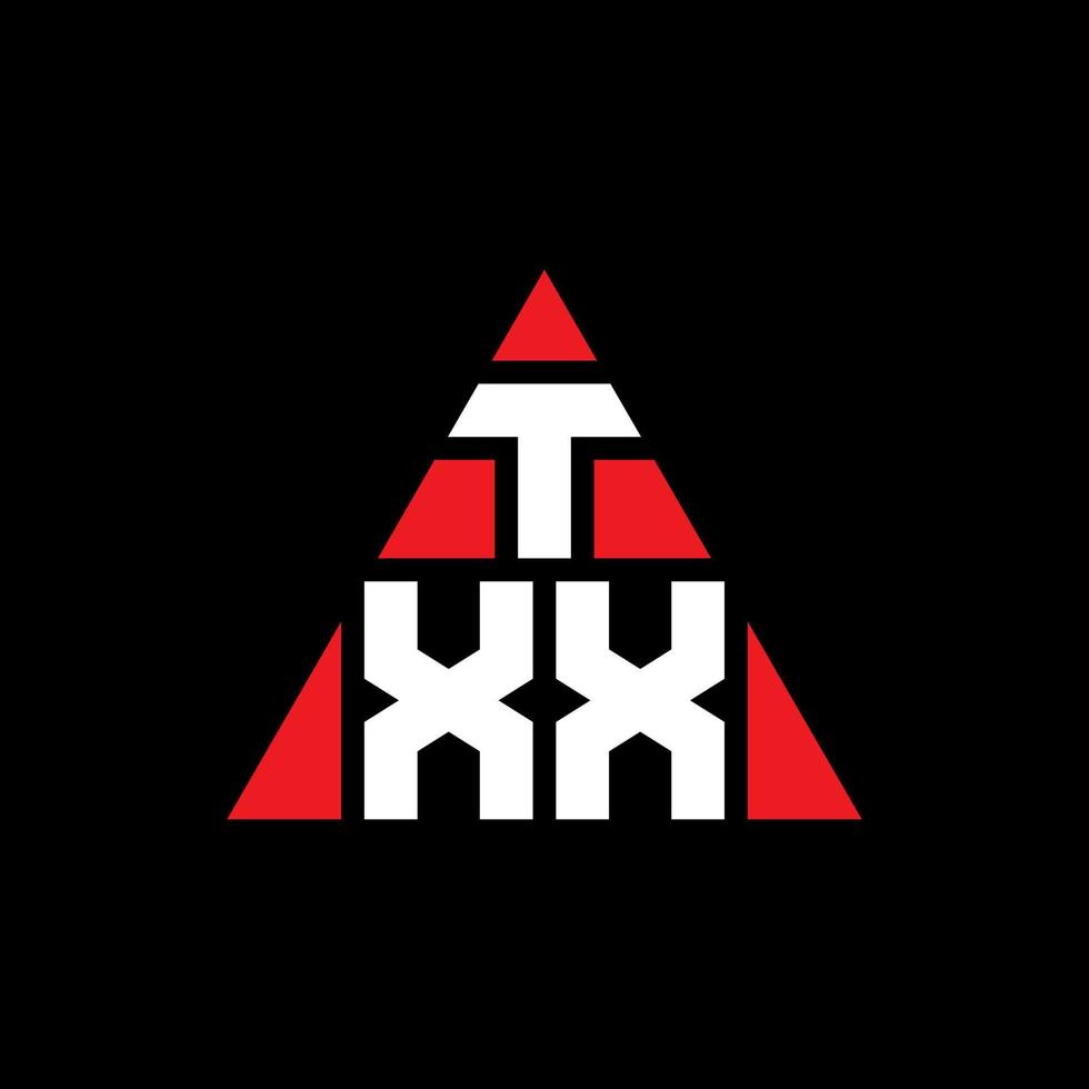 txx triangel bokstavslogotypdesign med triangelform. txx triangel logotyp design monogram. txx triangel vektor logotyp mall med röd färg. txx triangulär logotyp enkel, elegant och lyxig logotyp.