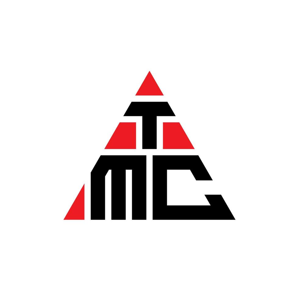 tmc triangel bokstavslogotypdesign med triangelform. tmc triangel logotyp design monogram. tmc triangel vektor logotyp mall med röd färg. tmc triangulär logotyp enkel, elegant och lyxig logotyp.