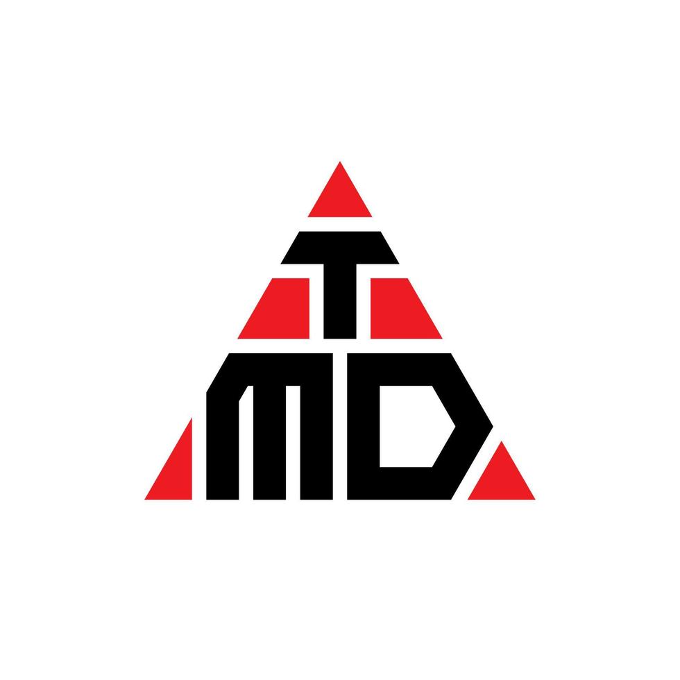 tmd-Dreieck-Buchstaben-Logo-Design mit Dreiecksform. TMD-Dreieck-Logo-Design-Monogramm. tmd-Dreieck-Vektor-Logo-Vorlage mit roter Farbe. tmd dreieckiges Logo einfaches, elegantes und luxuriöses Logo. vektor
