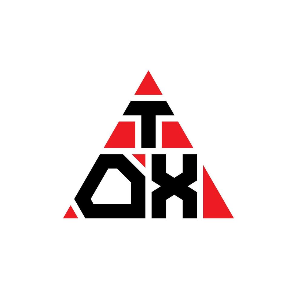 tox triangel bokstavslogotypdesign med triangelform. tox triangel logotyp design monogram. tox triangel vektor logotyp mall med röd färg. tox triangulär logotyp enkel, elegant och lyxig logotyp.