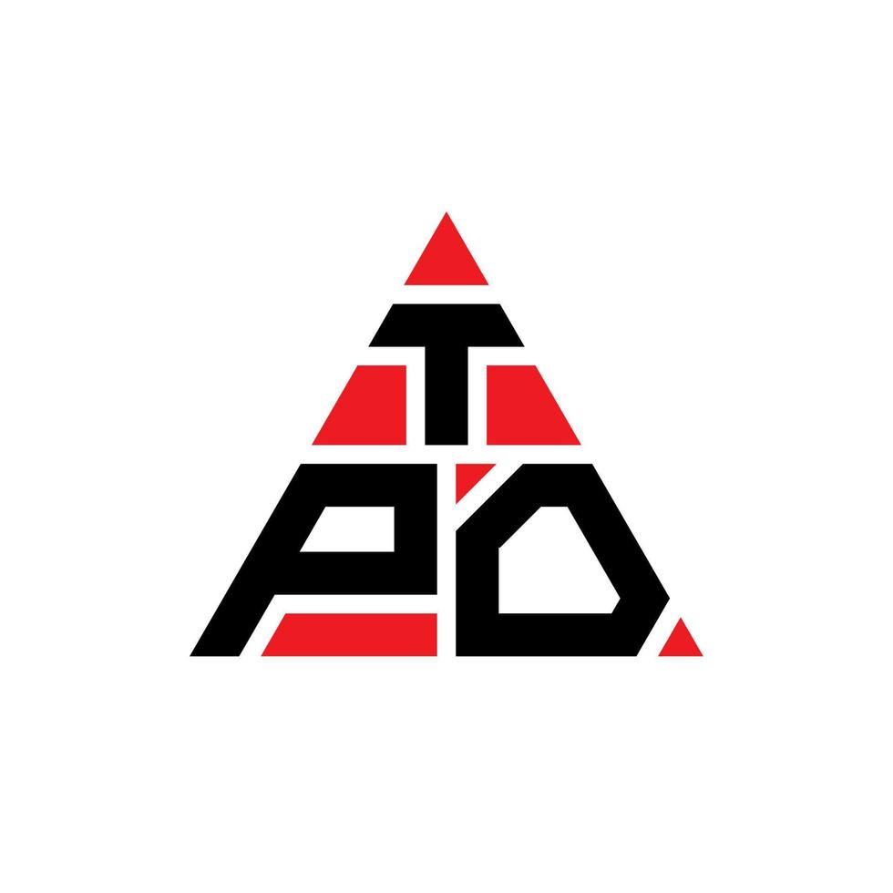 tpo triangel bokstavslogotypdesign med triangelform. tpo triangel logotyp design monogram. tpo triangel vektor logotyp mall med röd färg. tpo triangulär logotyp enkel, elegant och lyxig logotyp.
