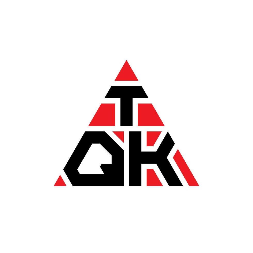 tqk triangel bokstavslogotypdesign med triangelform. tqk triangel logotyp design monogram. tqk triangel vektor logotyp mall med röd färg. tqk triangulär logotyp enkel, elegant och lyxig logotyp.