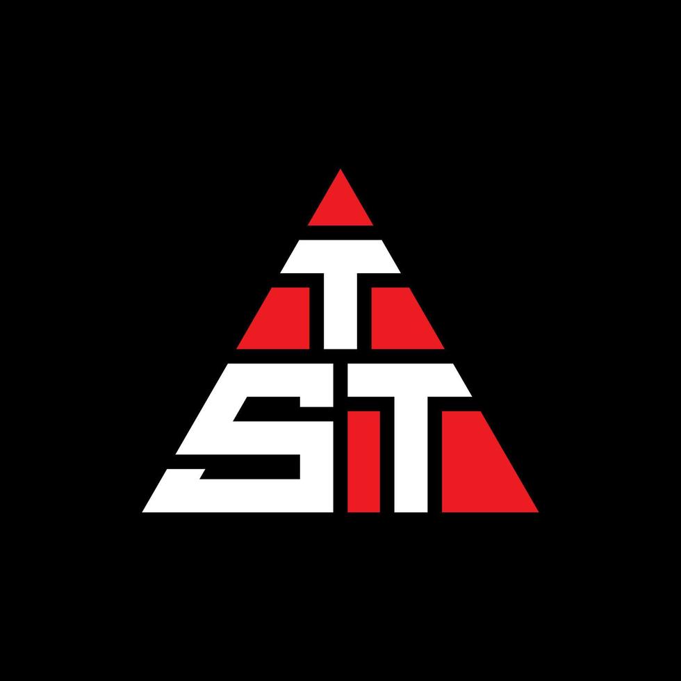 tst triangel bokstavslogotypdesign med triangelform. tst triangel logotyp design monogram. tst triangel vektor logotyp mall med röd färg. tst triangulär logotyp enkel, elegant och lyxig logotyp.