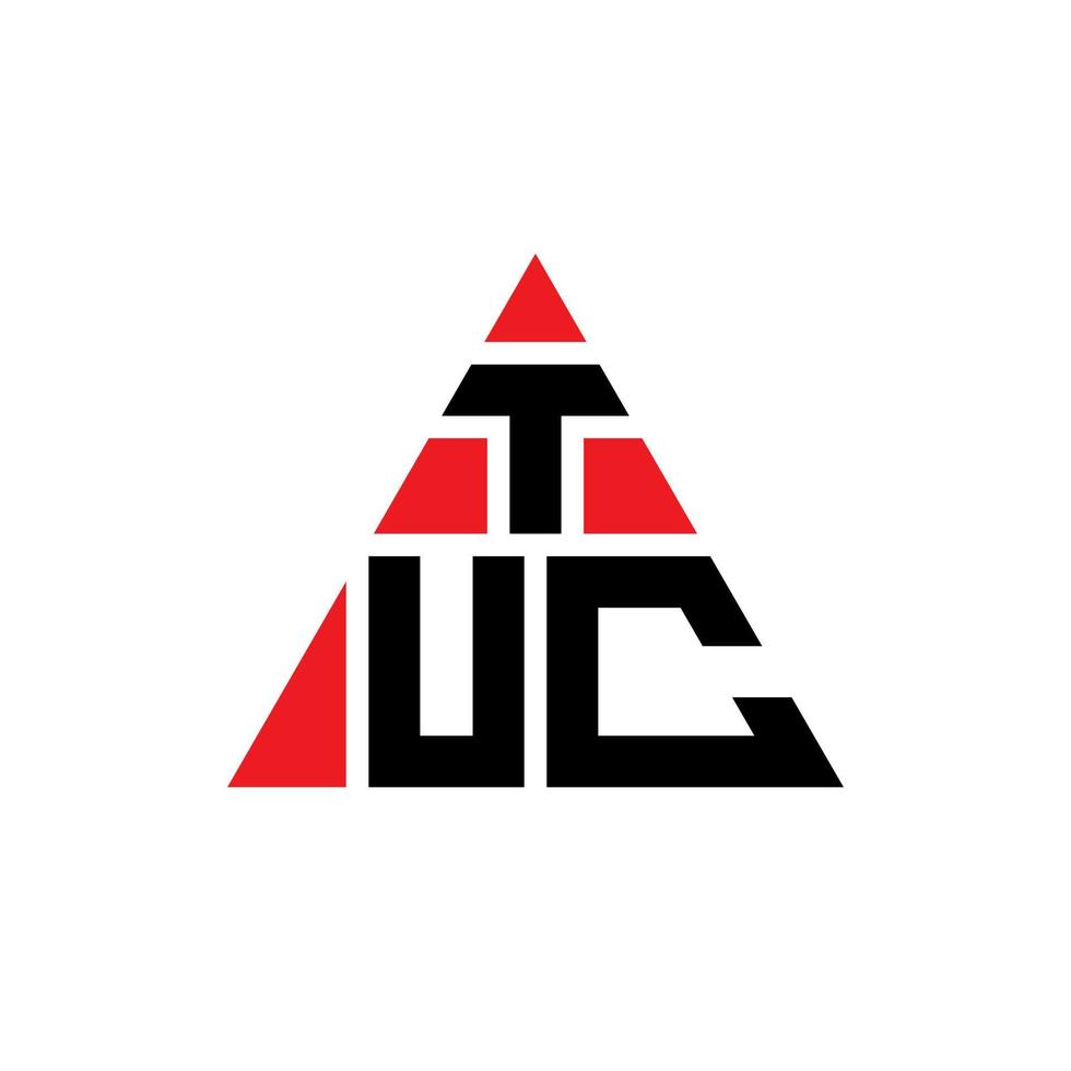 tuc triangel bokstavslogotypdesign med triangelform. tuc triangel logotyp design monogram. tuc triangel vektor logotyp mall med röd färg. tuc triangulär logotyp enkel, elegant och lyxig logotyp.