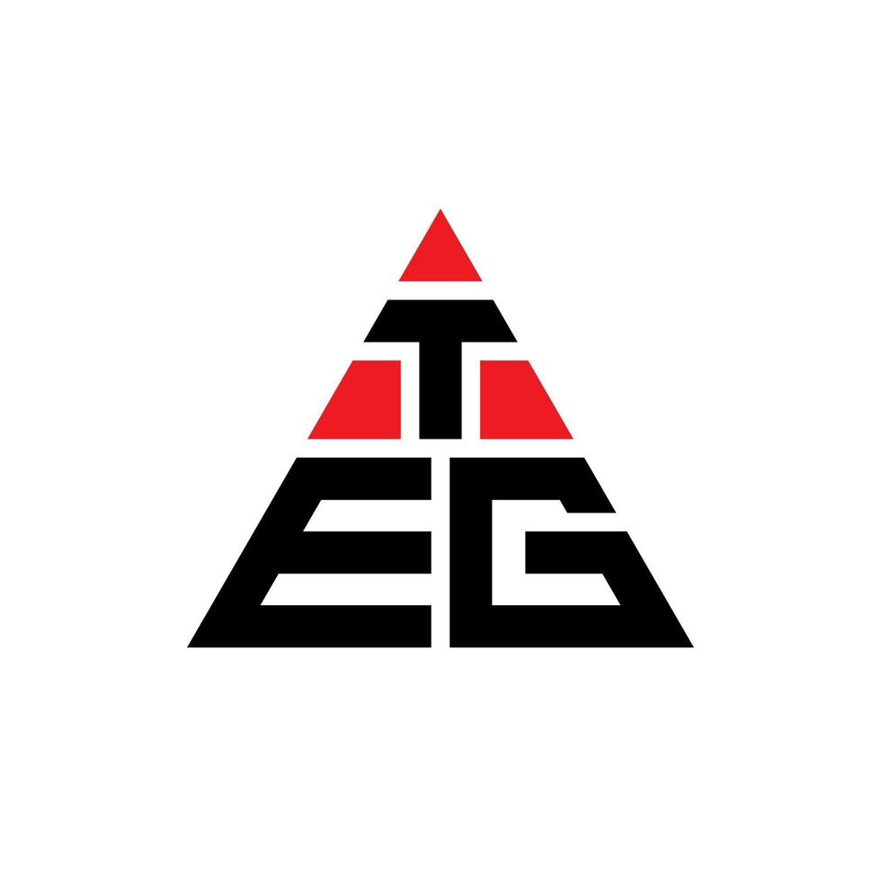 teg-Dreieck-Buchstaben-Logo-Design mit Dreiecksform. Teg-Dreieck-Logo-Design-Monogramm. Teg-Dreieck-Vektor-Logo-Vorlage mit roter Farbe. teg dreieckiges logo einfaches, elegantes und luxuriöses logo. vektor