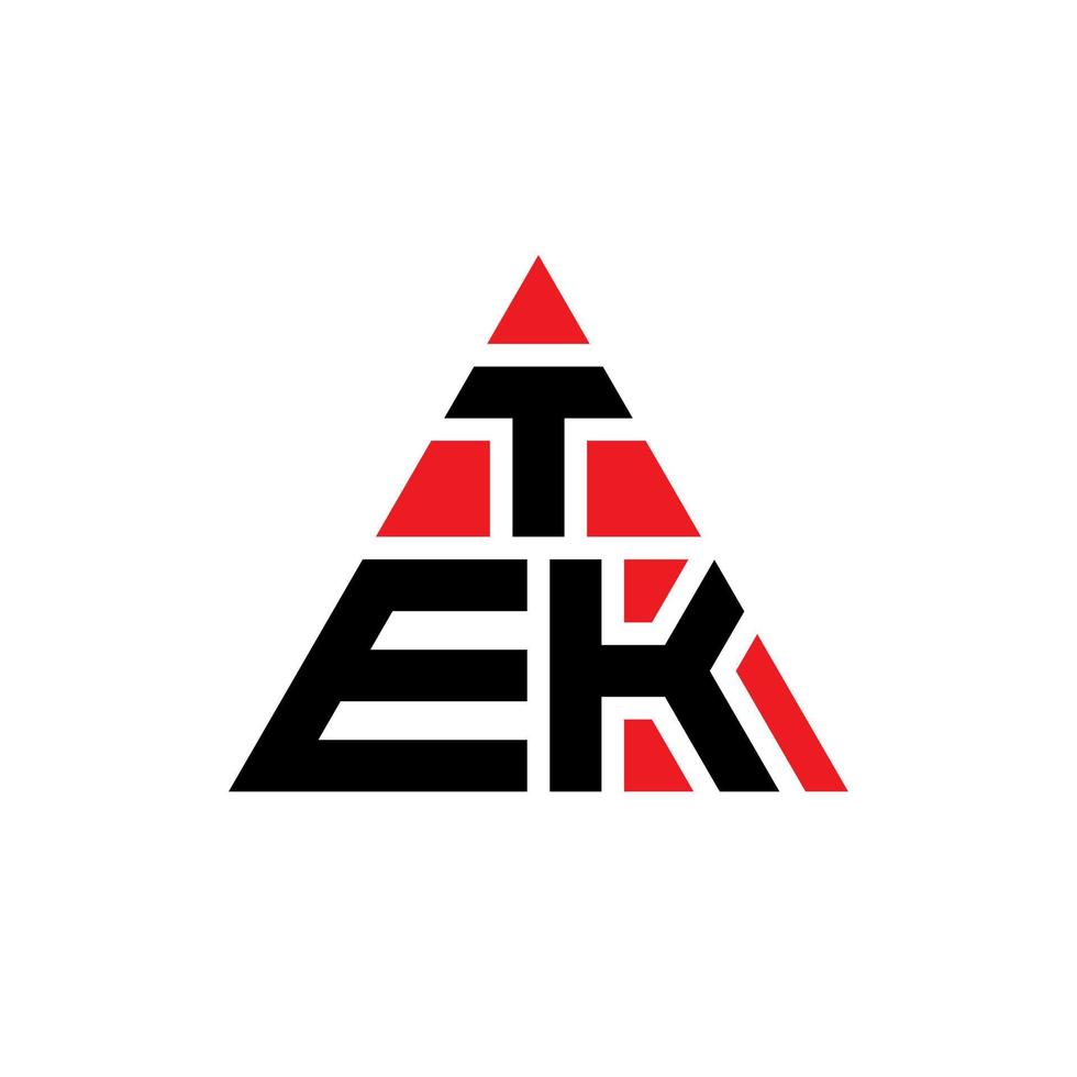 Tek-Dreieck-Buchstaben-Logo-Design mit Dreiecksform. Tek-Dreieck-Logo-Design-Monogramm. Tek-Dreieck-Vektor-Logo-Vorlage mit roter Farbe. tek dreieckiges Logo einfaches, elegantes und luxuriöses Logo. vektor