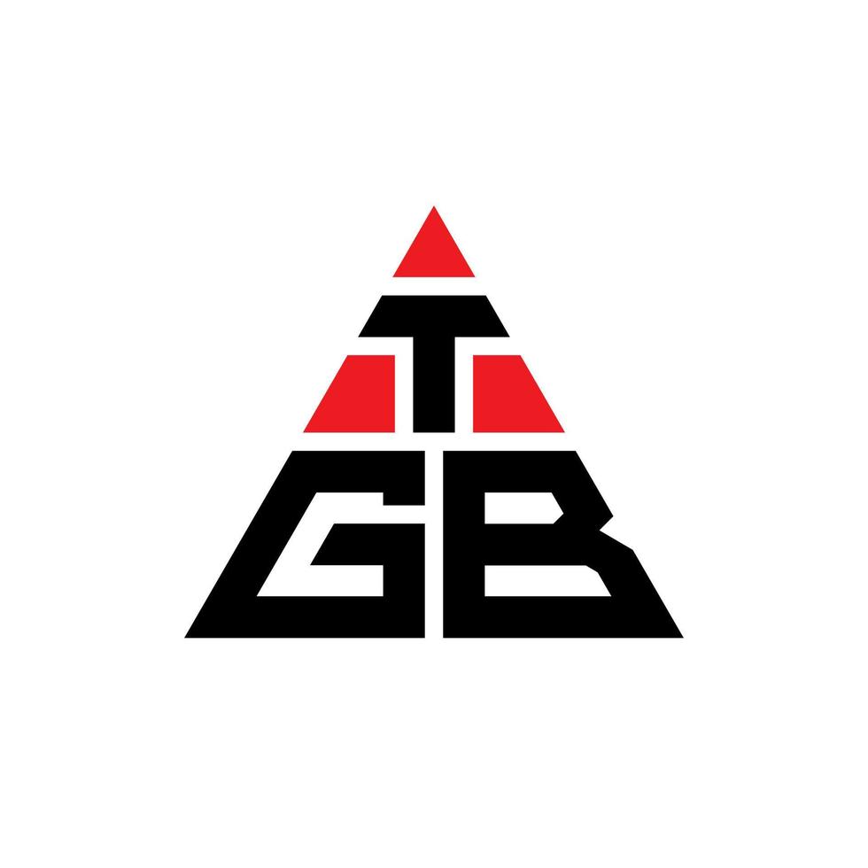 tgb triangel bokstavslogotypdesign med triangelform. tgb triangel logotyp design monogram. tgb triangel vektor logotyp mall med röd färg. tgb triangulär logotyp enkel, elegant och lyxig logotyp.