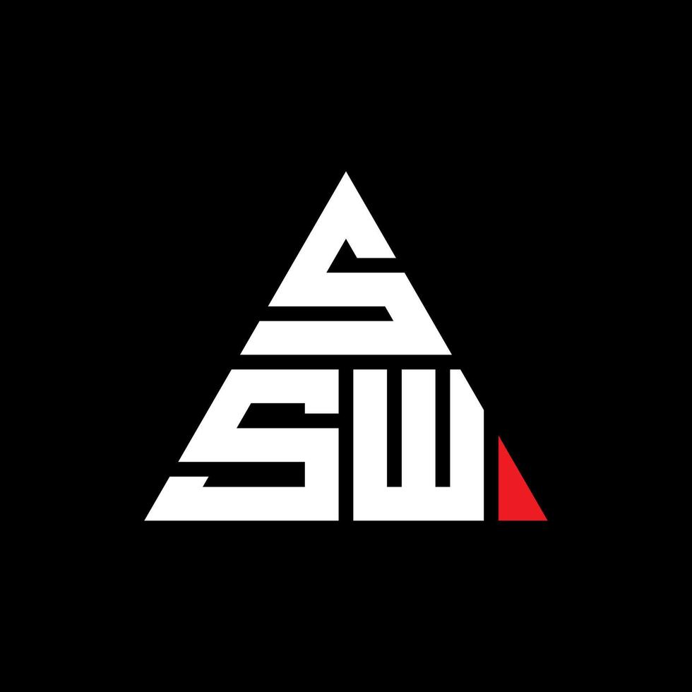 ssw triangel bokstavslogotypdesign med triangelform. ssw triangel logotyp design monogram. ssw triangel vektor logotyp mall med röd färg. ssw triangulär logotyp enkel, elegant och lyxig logotyp.