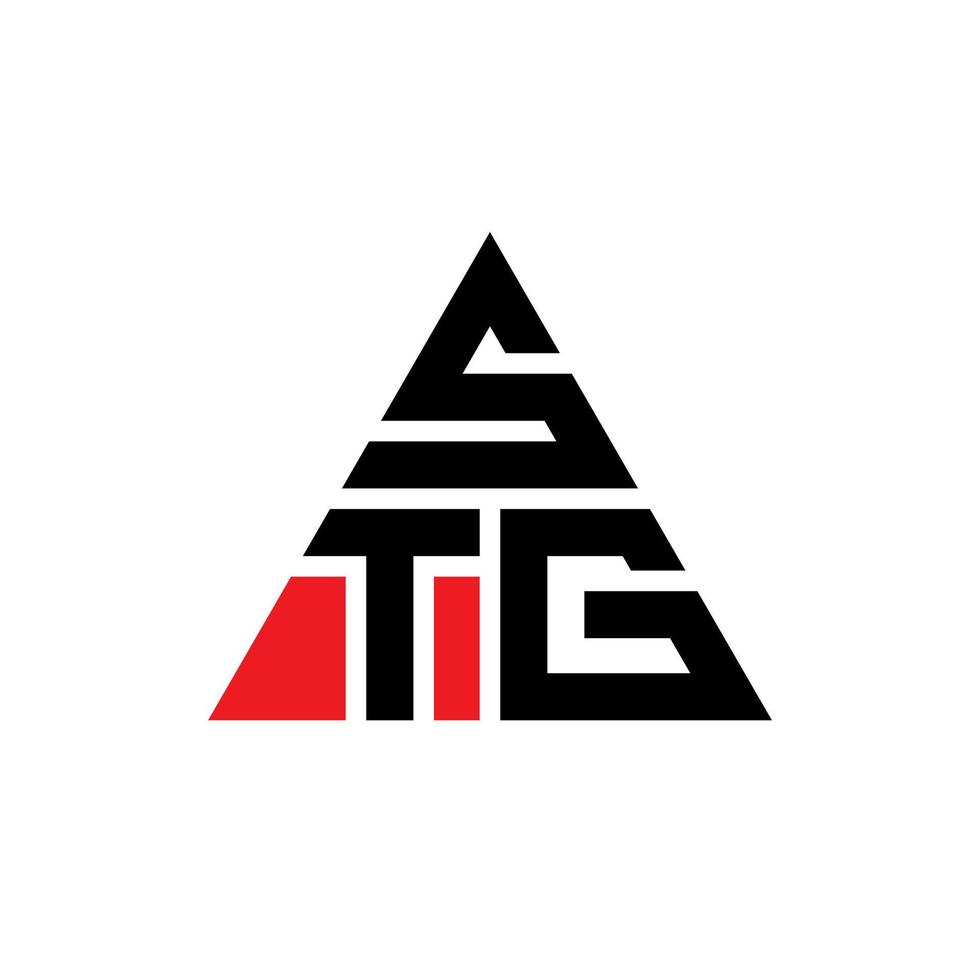 stg triangel bokstavslogotypdesign med triangelform. stg triangel logotyp design monogram. stg triangel vektor logotyp mall med röd färg. stg triangulär logotyp enkel, elegant och lyxig logotyp.