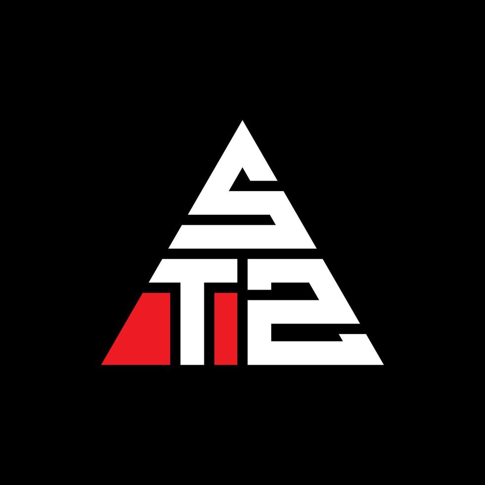 stz triangel bokstavslogotypdesign med triangelform. stz triangel logotyp design monogram. stz triangel vektor logotyp mall med röd färg. stz triangulär logotyp enkel, elegant och lyxig logotyp.