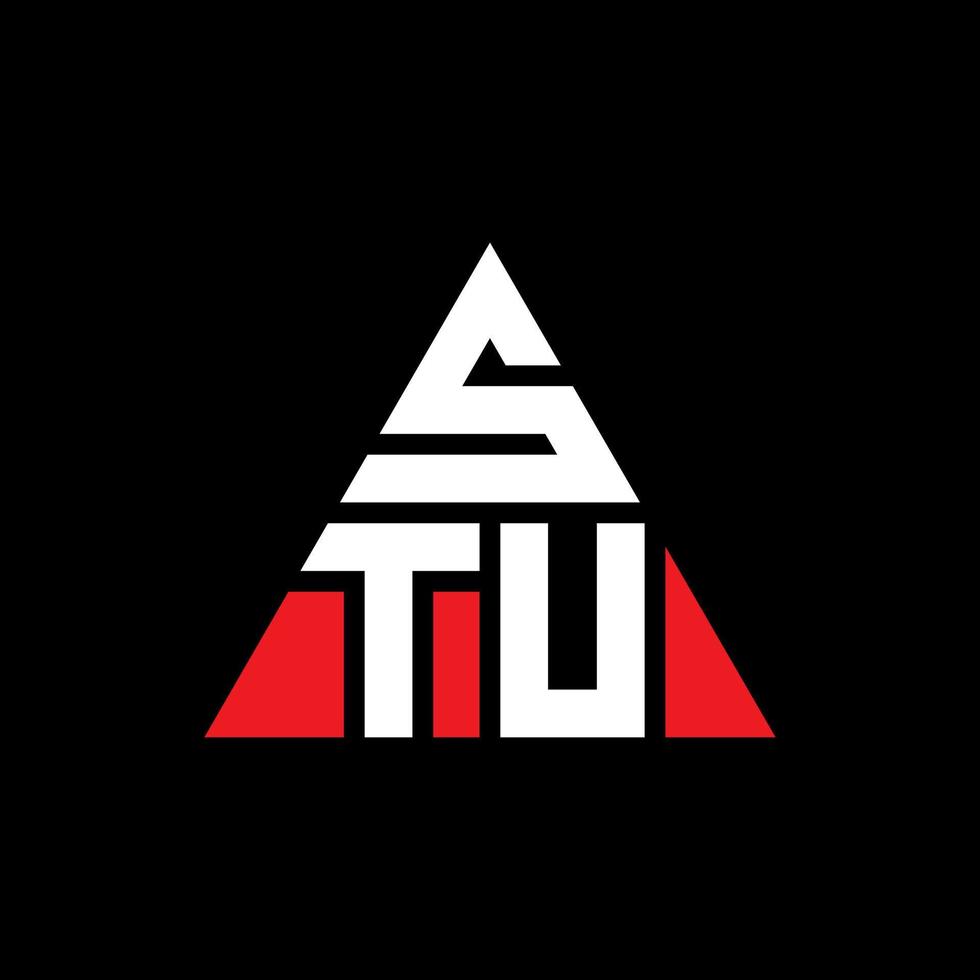 stu triangel bokstavslogotypdesign med triangelform. stu triangel logotyp design monogram. stu triangel vektor logotyp mall med röd färg. stu triangulär logotyp enkel, elegant och lyxig logotyp.