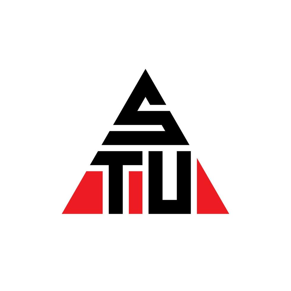 stu-Dreieck-Buchstaben-Logo-Design mit Dreiecksform. stu-Dreieck-Logo-Design-Monogramm. stu-Dreieck-Vektor-Logo-Vorlage mit roter Farbe. stu dreieckiges Logo einfaches, elegantes und luxuriöses Logo. vektor
