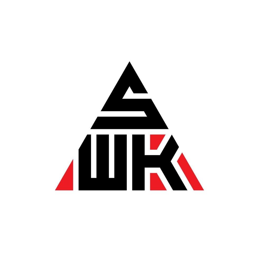 swk-Dreieck-Buchstaben-Logo-Design mit Dreiecksform. swk-Dreieck-Logo-Design-Monogramm. swk-Dreieck-Vektor-Logo-Vorlage mit roter Farbe. swk dreieckiges Logo einfaches, elegantes und luxuriöses Logo. vektor