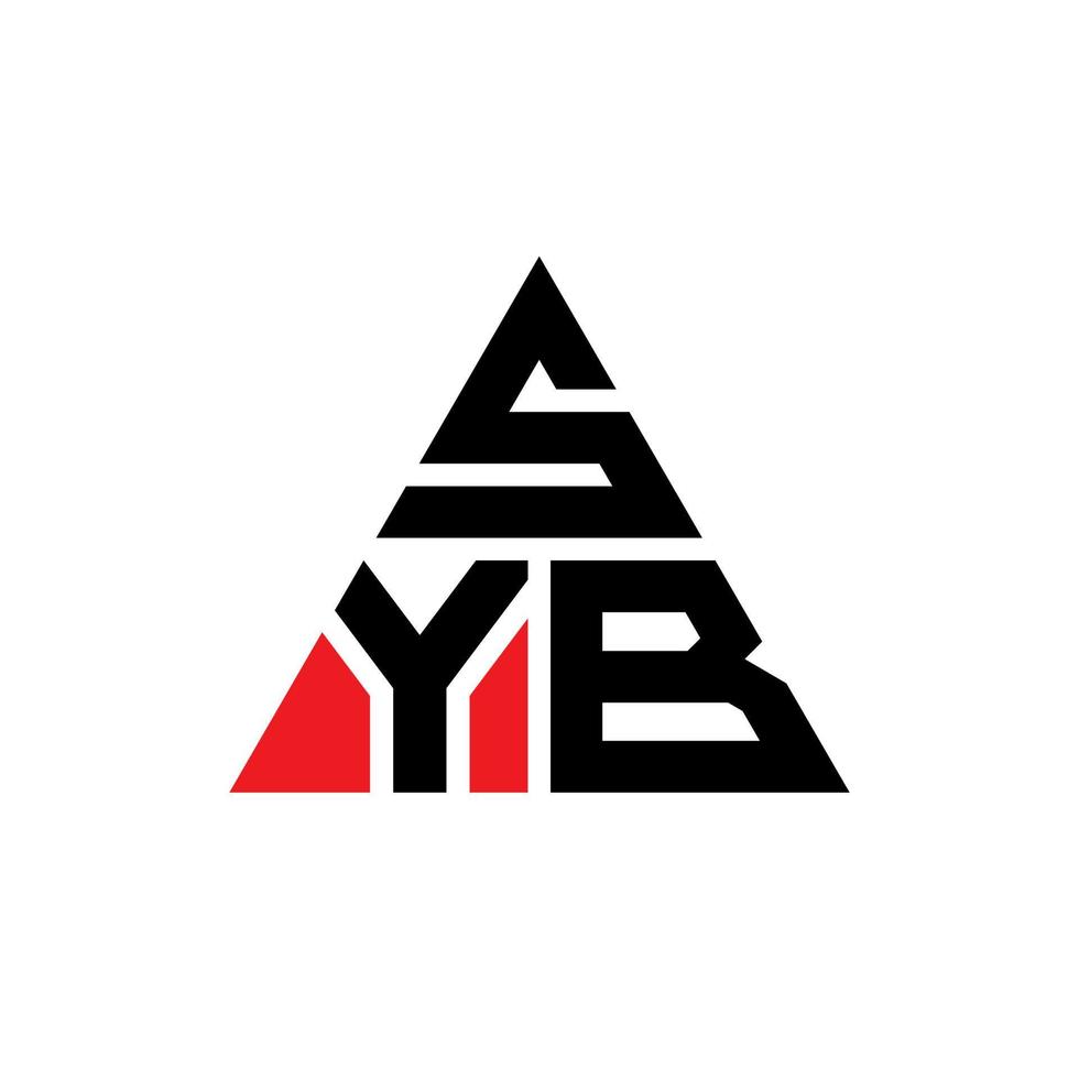 syb triangel bokstavslogotyp design med triangelform. syb triangel logotyp design monogram. syb triangel vektor logotyp mall med röd färg. syb triangulär logotyp enkel, elegant och lyxig logotyp.