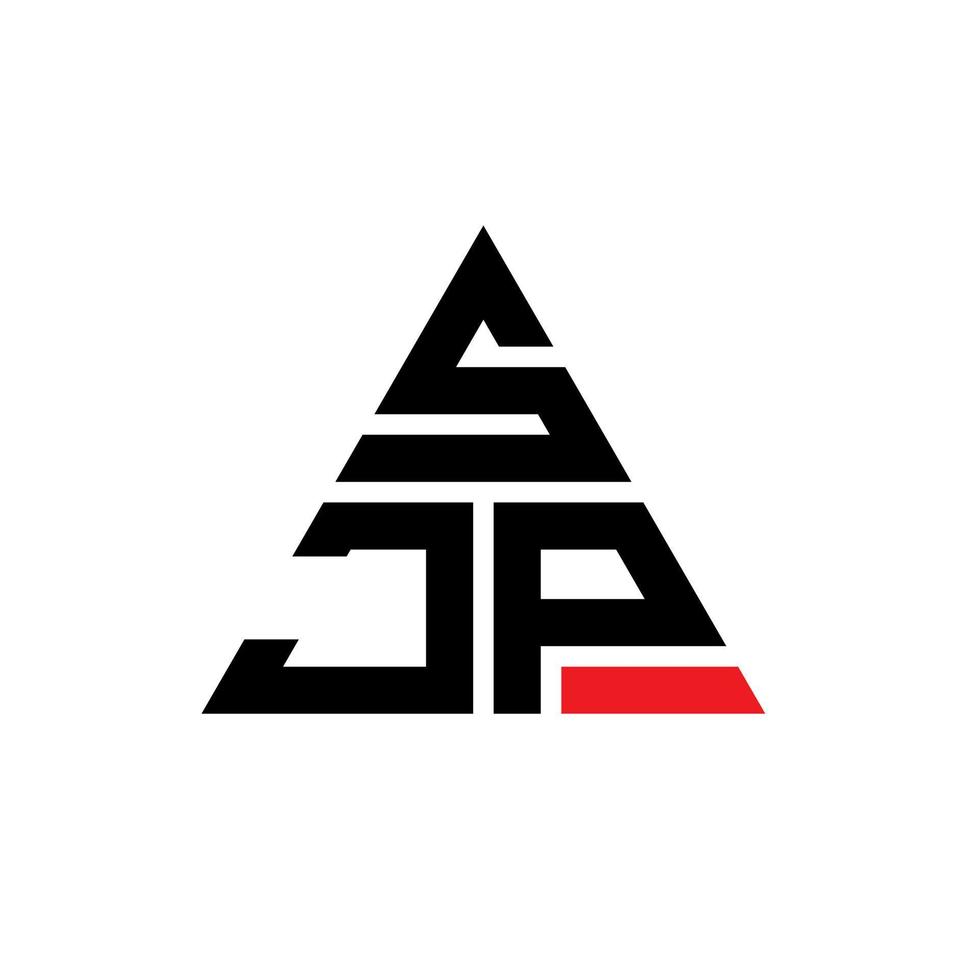 sjp-Dreieck-Buchstaben-Logo-Design mit Dreiecksform. sjp-Dreieck-Logo-Design-Monogramm. sjp-Dreieck-Vektor-Logo-Vorlage mit roter Farbe. sjp dreieckiges Logo einfaches, elegantes und luxuriöses Logo. vektor