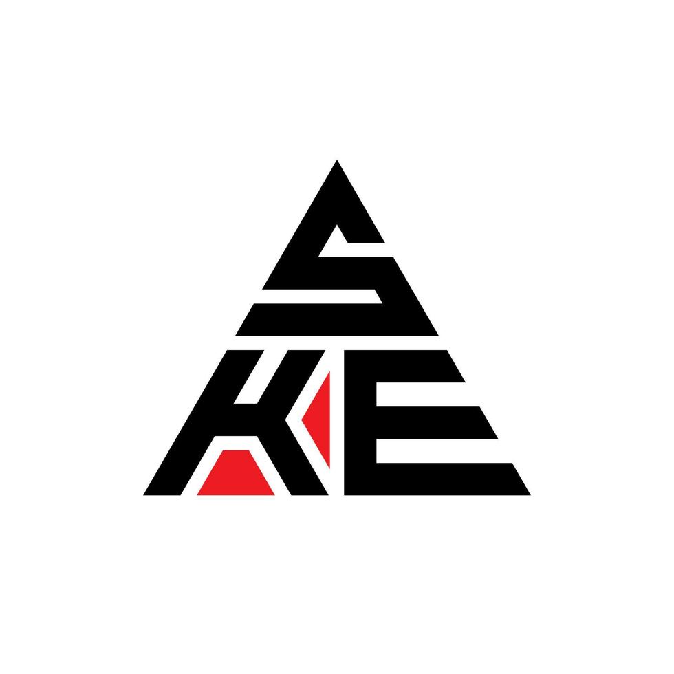 Ske-Dreieck-Buchstaben-Logo-Design mit Dreiecksform. Ske-Dreieck-Logo-Design-Monogramm. Ske-Dreieck-Vektor-Logo-Vorlage mit roter Farbe. ske dreieckiges Logo einfaches, elegantes und luxuriöses Logo. vektor