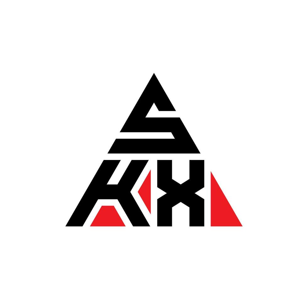SKX-Dreieck-Buchstaben-Logo-Design mit Dreiecksform. skx-Dreieck-Logo-Design-Monogramm. skx-Dreieck-Vektor-Logo-Vorlage mit roter Farbe. skx dreieckiges Logo einfaches, elegantes und luxuriöses Logo. vektor