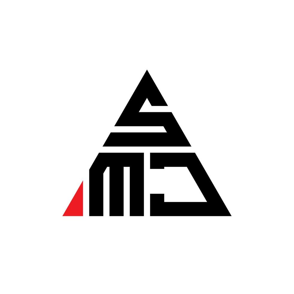 smj triangel bokstavslogotypdesign med triangelform. smj triangel logotyp design monogram. smj triangel vektor logotyp mall med röd färg. smj triangulär logotyp enkel, elegant och lyxig logotyp.
