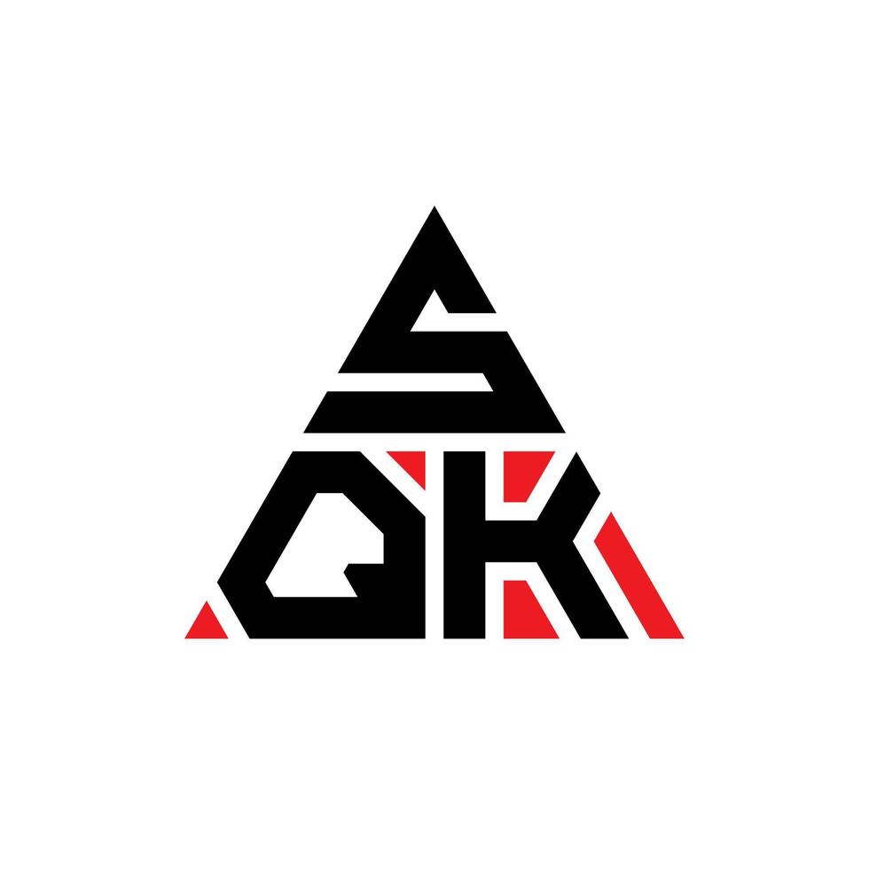 sqk triangel bokstavslogotypdesign med triangelform. sqk triangel logotyp design monogram. sqk triangel vektor logotyp mall med röd färg. sqk triangulär logotyp enkel, elegant och lyxig logotyp.