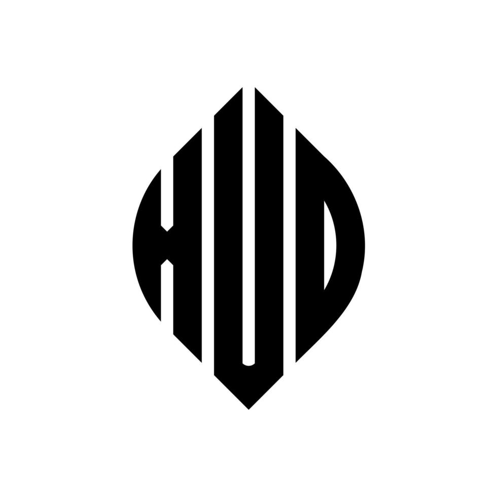 Xud-Kreisbuchstaben-Logo-Design mit Kreis- und Ellipsenform. xud Ellipsenbuchstaben mit typografischem Stil. Die drei Initialen bilden ein Kreislogo. Xud-Kreis-Emblem abstrakter Monogramm-Buchstaben-Markierungsvektor. vektor