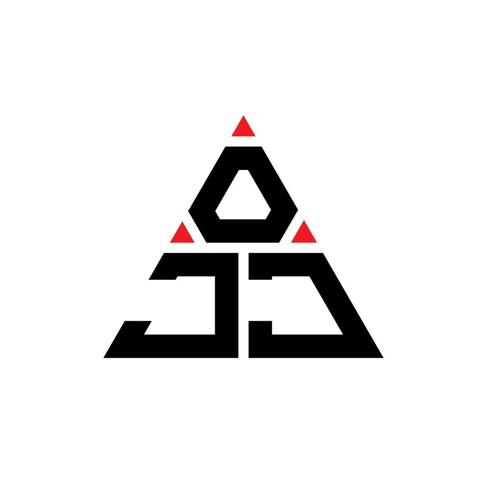 ojj triangel bokstavslogotypdesign med triangelform. ojj triangel logotyp design monogram. ojj triangel vektor logotyp mall med röd färg. ojj triangulär logotyp enkel, elegant och lyxig logotyp.