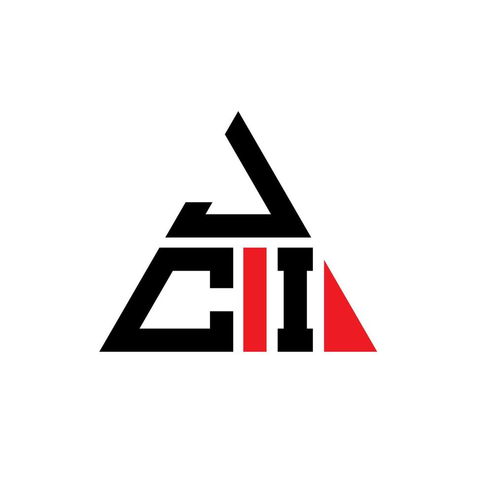 jci triangel bokstavslogotypdesign med triangelform. jci triangel logotyp design monogram. jci triangel vektor logotyp mall med röd färg. jci triangulär logotyp enkel, elegant och lyxig logotyp.