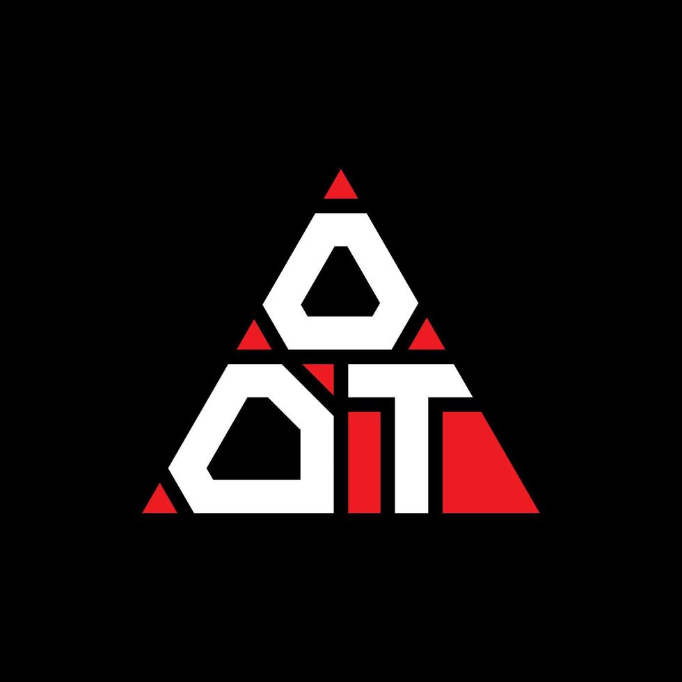 oot-Dreieck-Buchstaben-Logo-Design mit Dreiecksform. oot-Dreieck-Logo-Design-Monogramm. oot-Dreieck-Vektor-Logo-Vorlage mit roter Farbe. oot dreieckiges Logo einfaches, elegantes und luxuriöses Logo. vektor