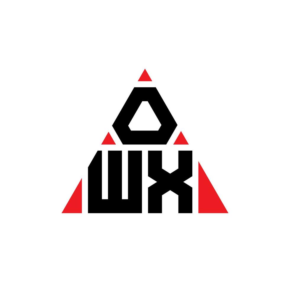 owx triangel bokstavslogotypdesign med triangelform. owx triangel logotyp design monogram. owx triangel vektor logotyp mall med röd färg. owx triangulära logotyp enkel, elegant och lyxig logotyp.
