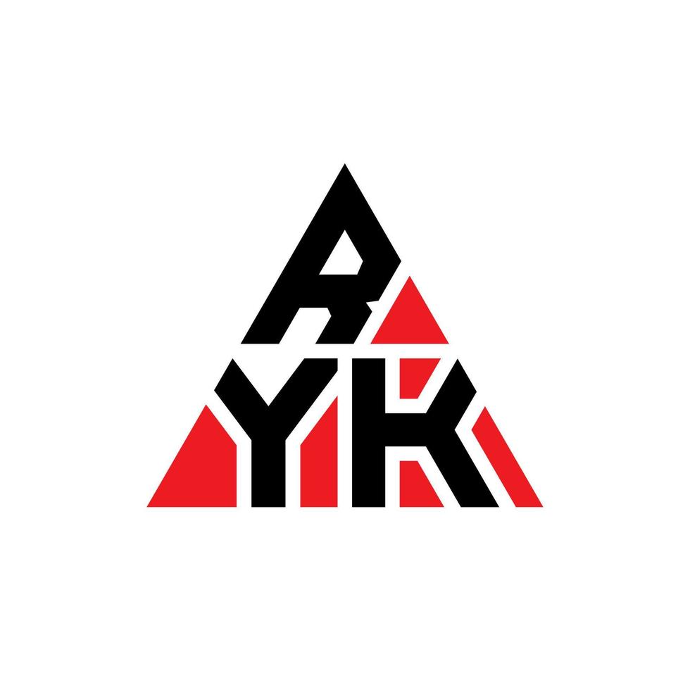 Ryk-Dreieck-Buchstaben-Logo-Design mit Dreiecksform. Ryk-Dreieck-Logo-Design-Monogramm. Ryk-Dreieck-Vektor-Logo-Vorlage mit roter Farbe. Ryk dreieckiges Logo einfaches, elegantes und luxuriöses Logo. vektor