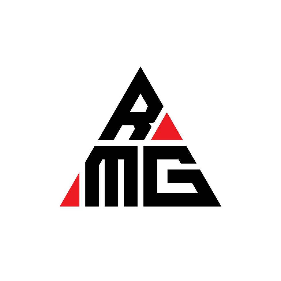 rmg triangel bokstavslogotypdesign med triangelform. rmg triangel logotyp design monogram. rmg triangel vektor logotyp mall med röd färg. rmg triangulär logotyp enkel, elegant och lyxig logotyp.