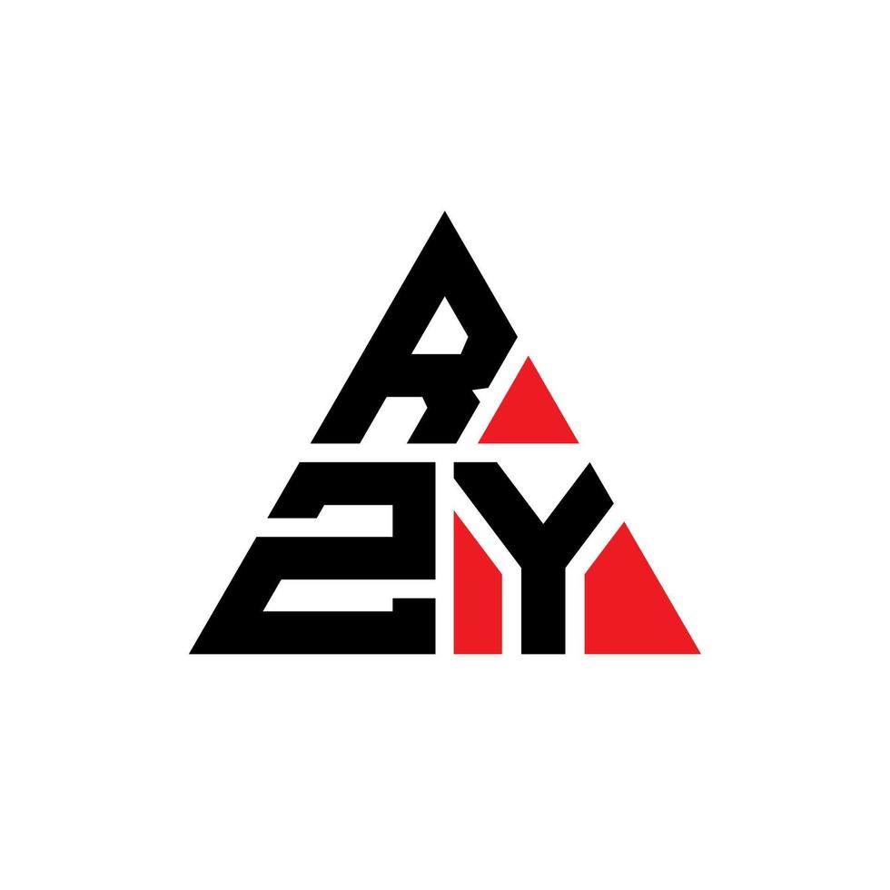 rzy triangel bokstavslogotypdesign med triangelform. rzy triangel logotyp design monogram. rzy triangel vektor logotyp mall med röd färg. rzy triangulär logotyp enkel, elegant och lyxig logotyp.