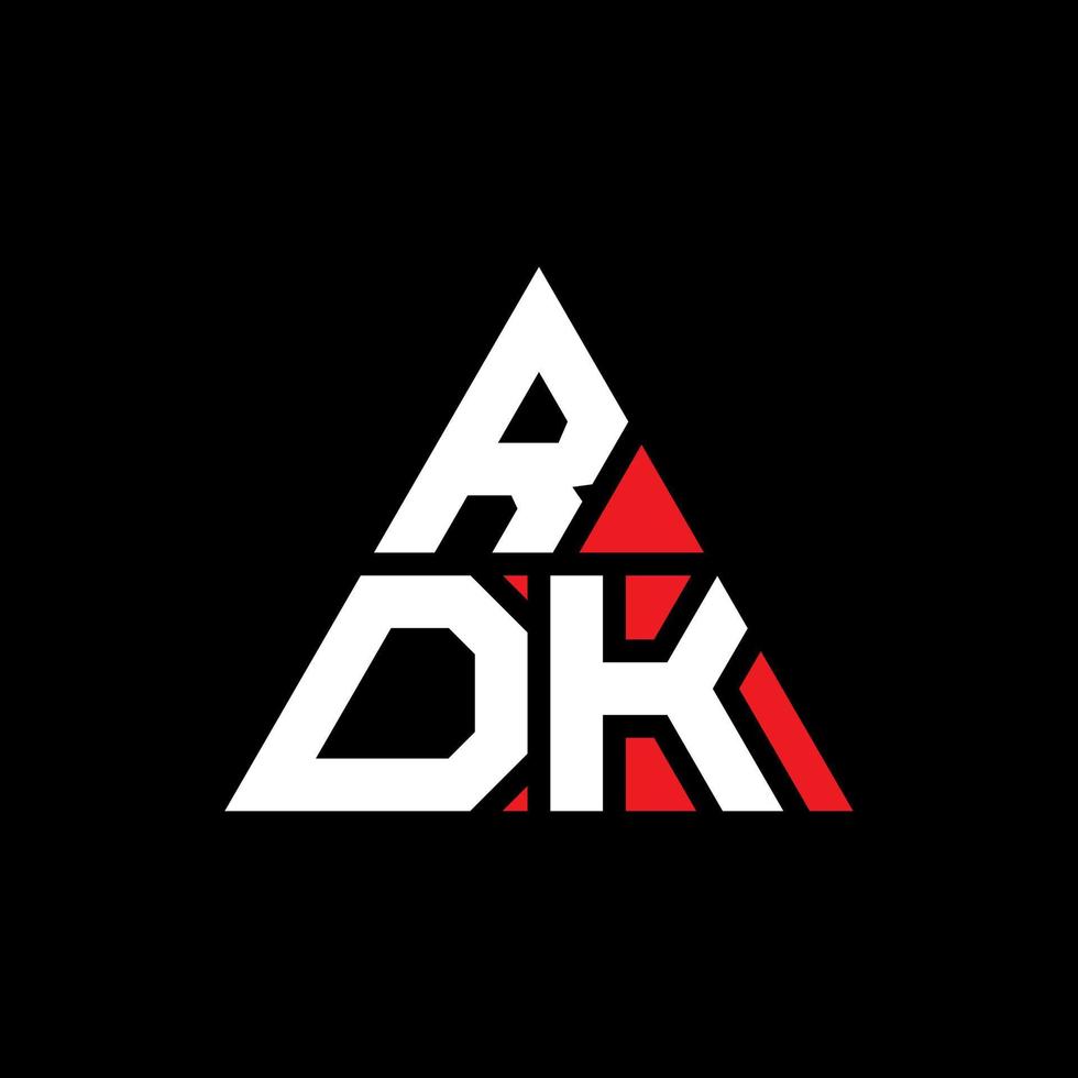 rdk-Dreieck-Buchstaben-Logo-Design mit Dreiecksform. RDK-Dreieck-Logo-Design-Monogramm. RDK-Dreieck-Vektor-Logo-Vorlage mit roter Farbe. rdk dreieckiges Logo einfaches, elegantes und luxuriöses Logo. vektor