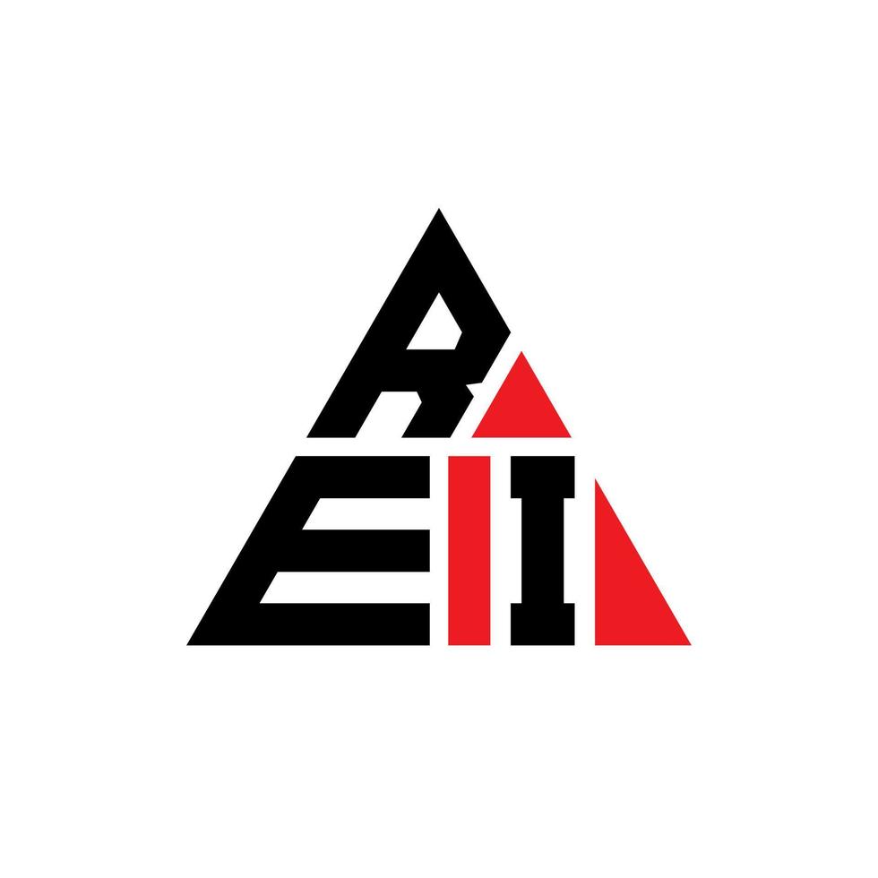 rei-Dreieck-Buchstaben-Logo-Design mit Dreiecksform. Rei-Dreieck-Logo-Design-Monogramm. Rei-Dreieck-Vektor-Logo-Vorlage mit roter Farbe. dreieckiges rei-logo einfaches, elegantes und luxuriöses logo. vektor