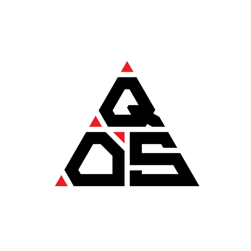 Qos-Dreieck-Buchstaben-Logo-Design mit Dreiecksform. Qos-Dreieck-Logo-Design-Monogramm. Qos-Dreieck-Vektor-Logo-Vorlage mit roter Farbe. qos dreieckiges Logo einfaches, elegantes und luxuriöses Logo. vektor