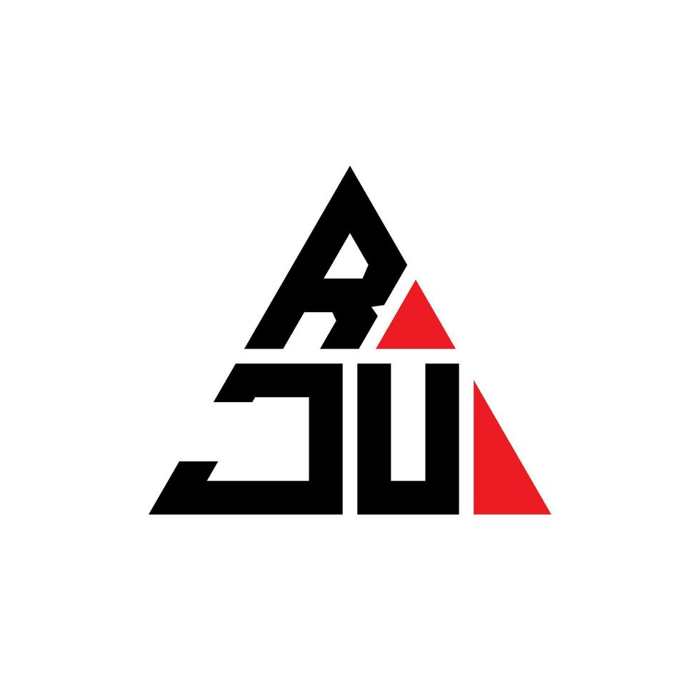 rju triangel bokstavslogotypdesign med triangelform. rju triangel logotyp design monogram. rju triangel vektor logotyp mall med röd färg. rju triangulär logotyp enkel, elegant och lyxig logotyp.