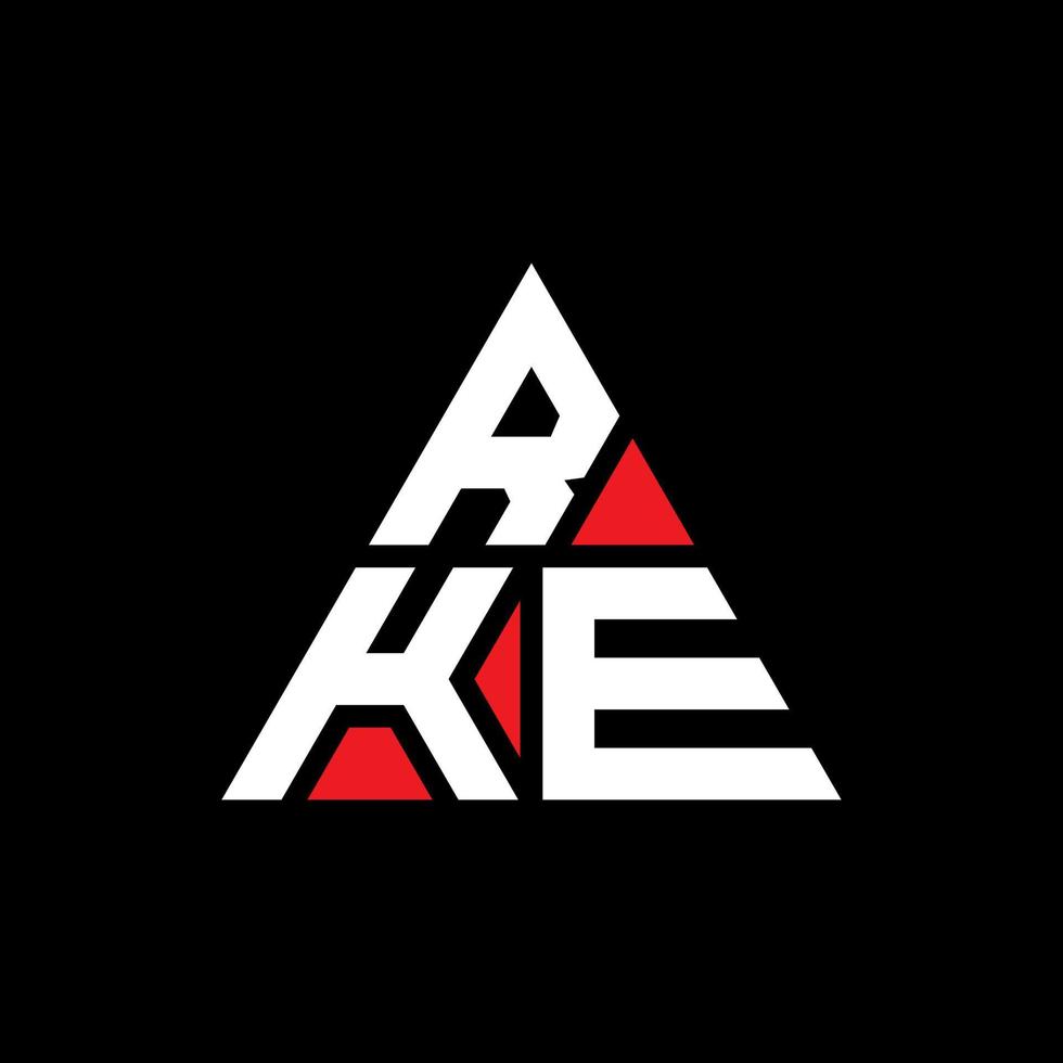 rke triangel bokstavslogotypdesign med triangelform. rke triangel logotyp design monogram. rke triangel vektor logotyp mall med röd färg. rke triangulär logotyp enkel, elegant och lyxig logotyp.