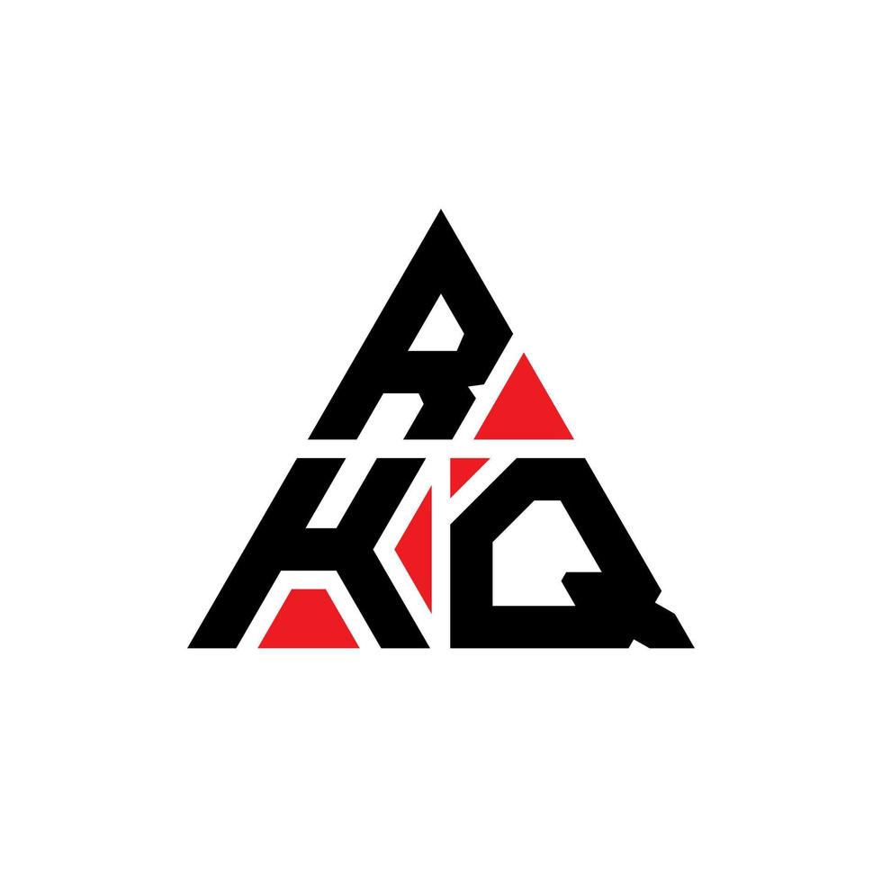 rkq triangel bokstavslogotypdesign med triangelform. rkq triangel logotyp design monogram. rkq triangel vektor logotyp mall med röd färg. rkq triangulär logotyp enkel, elegant och lyxig logotyp.