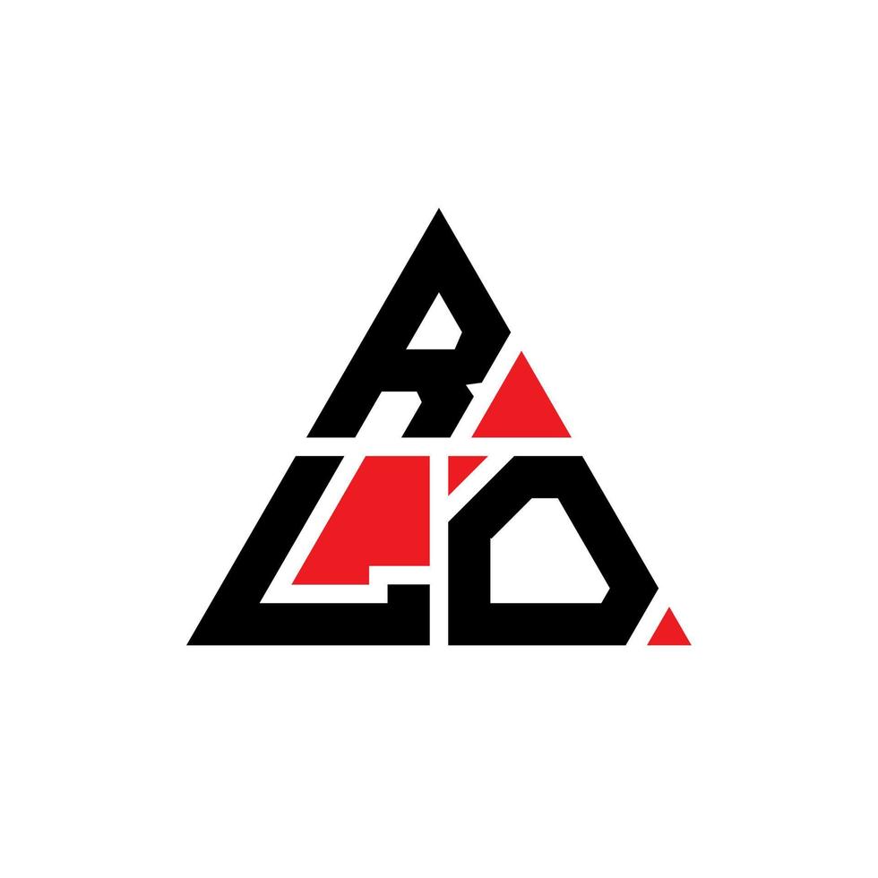 rlo triangel bokstavslogotypdesign med triangelform. rlo triangel logotyp design monogram. rlo triangel vektor logotyp mall med röd färg. rlo triangulär logotyp enkel, elegant och lyxig logotyp.