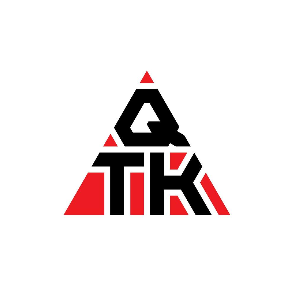 qtk-Dreieck-Buchstaben-Logo-Design mit Dreiecksform. Qtk-Dreieck-Logo-Design-Monogramm. Qtk-Dreieck-Vektor-Logo-Vorlage mit roter Farbe. qtk dreieckiges Logo einfaches, elegantes und luxuriöses Logo. vektor