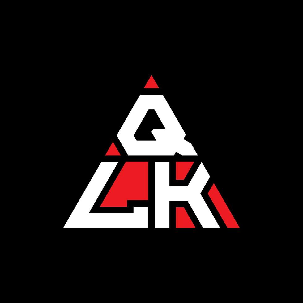 qlk-Dreieck-Buchstaben-Logo-Design mit Dreiecksform. Qlk-Dreieck-Logo-Design-Monogramm. Qlk-Dreieck-Vektor-Logo-Vorlage mit roter Farbe. qlk dreieckiges Logo einfaches, elegantes und luxuriöses Logo. vektor