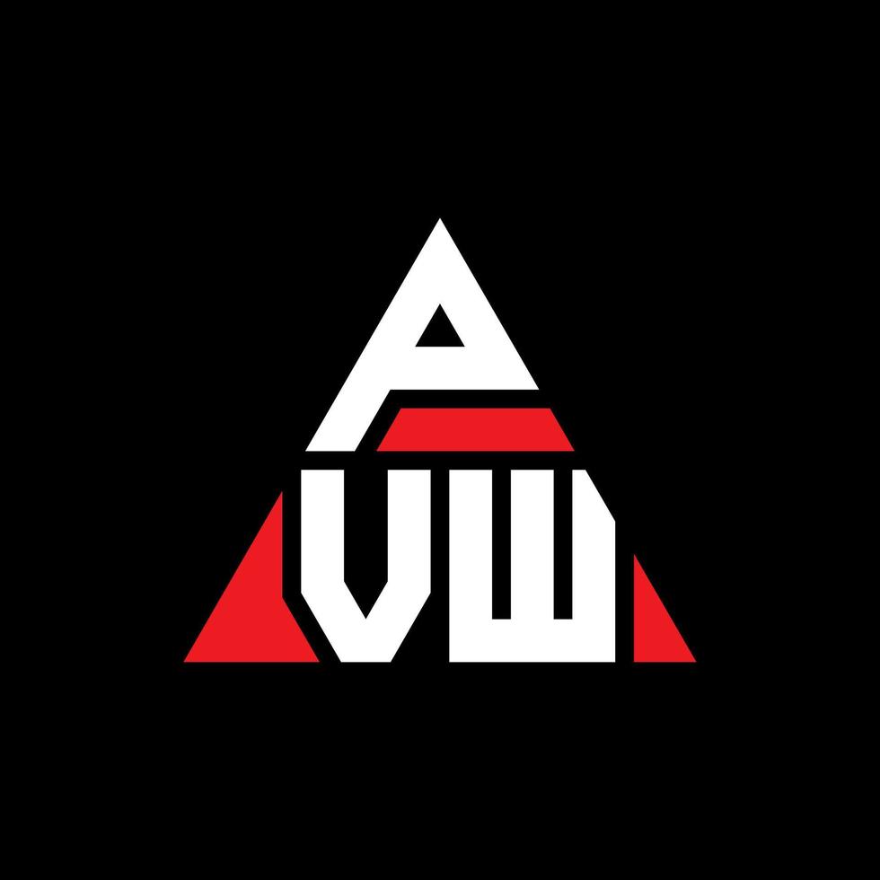 PVW-Dreieck-Buchstaben-Logo-Design mit Dreiecksform. PVW-Dreieck-Logo-Design-Monogramm. PVW-Dreieck-Vektor-Logo-Vorlage mit roter Farbe. pvw dreieckiges Logo einfaches, elegantes und luxuriöses Logo. vektor