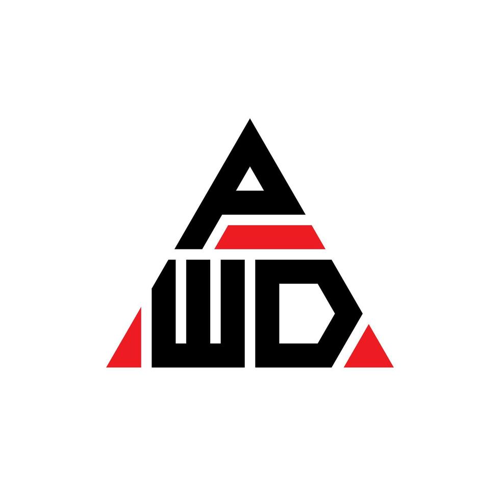 pwd triangel bokstavslogotypdesign med triangelform. pwd triangel logotyp design monogram. pwd triangel vektor logotyp mall med röd färg. pwd triangulär logotyp enkel, elegant och lyxig logotyp.