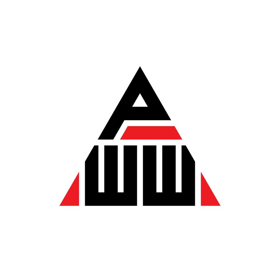 pww triangel bokstavslogotypdesign med triangelform. pww triangel logotyp design monogram. pww triangel vektor logotyp mall med röd färg. pww triangulär logotyp enkel, elegant och lyxig logotyp.