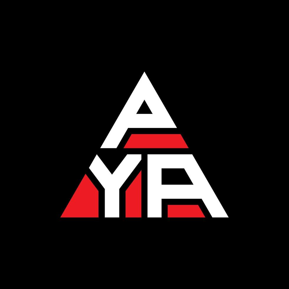 pya triangel bokstavslogotypdesign med triangelform. pya triangel logotyp design monogram. pya triangel vektor logotyp mall med röd färg. pya triangulär logotyp enkel, elegant och lyxig logotyp.