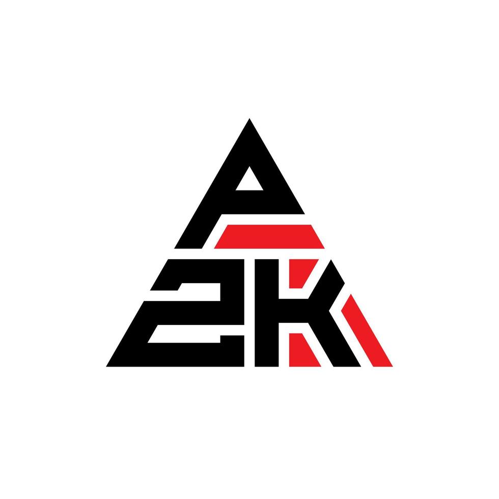pzk-Dreieck-Buchstaben-Logo-Design mit Dreiecksform. Pzk-Dreieck-Logo-Design-Monogramm. pzk-Dreieck-Vektor-Logo-Vorlage mit roter Farbe. pzk dreieckiges Logo einfaches, elegantes und luxuriöses Logo. vektor